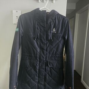 Woods Navy Quilted Hooded Jacket